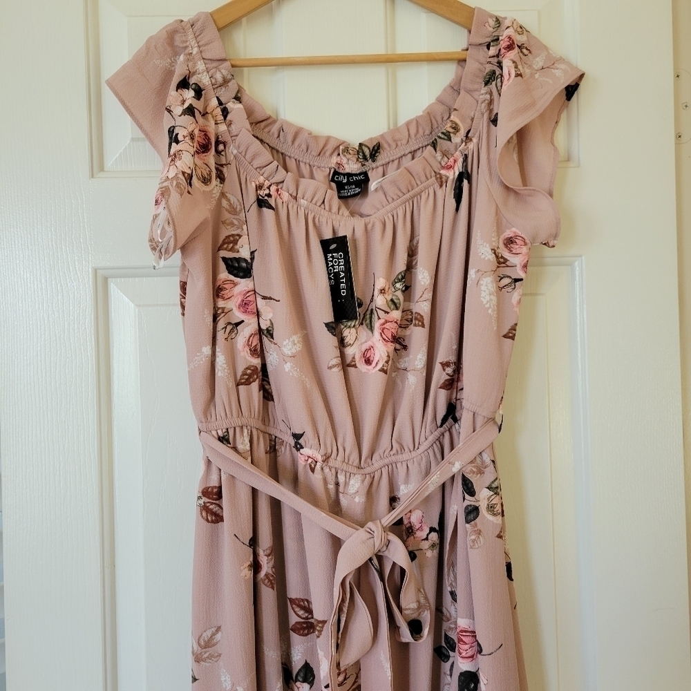 City Chic Plus Size Rose Play Floral Pink Dress XS 14 - Picture 13 of 13